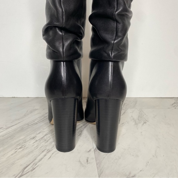 Paige Black Leather Slouchy Pointy Toe Tall Boot 6 1/2 - Picture 4 of 16